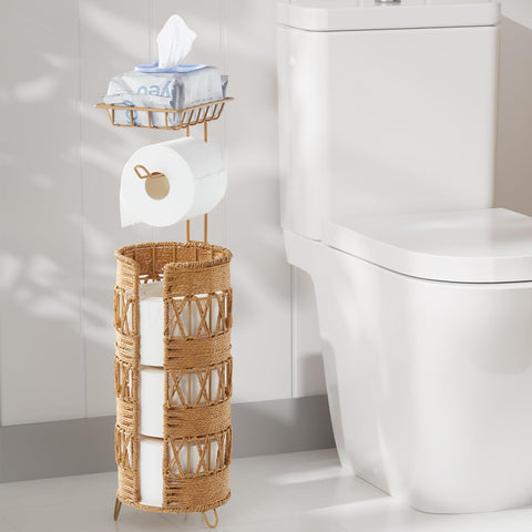 Idealmax freestanding toilet paper holder base — sturdy stand holds four mega rolls.