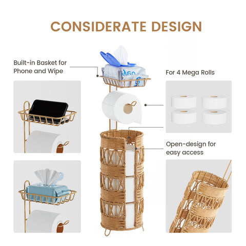 Idealmax handmade rattan bathroom basket — natural texture adds elegant storage.
