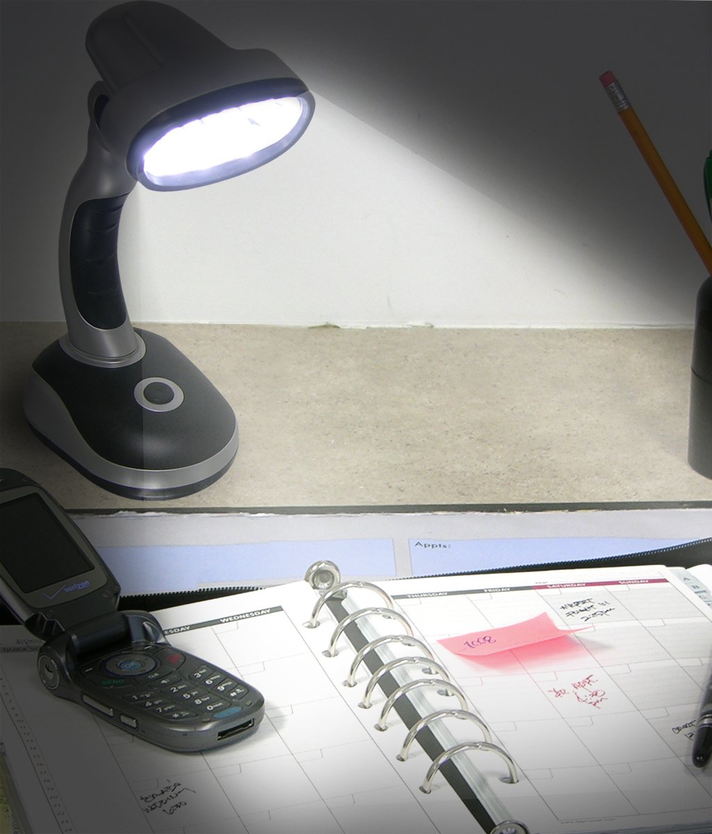 IdeaWorks Jobar LED desk lamps battery-powered for cordless use anywhere.