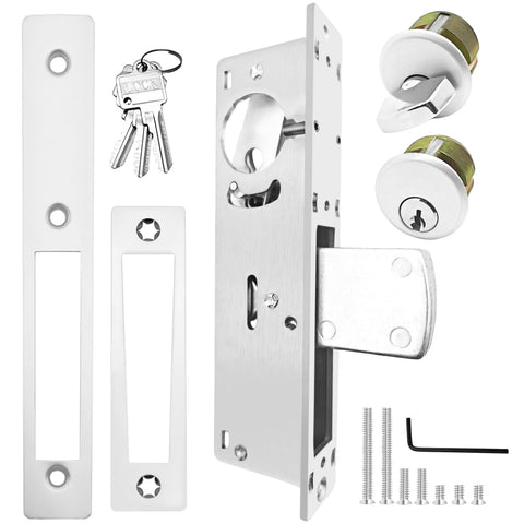 Idelen storefront mortise lock body with decorative panel for secure, stylish storefront access.
