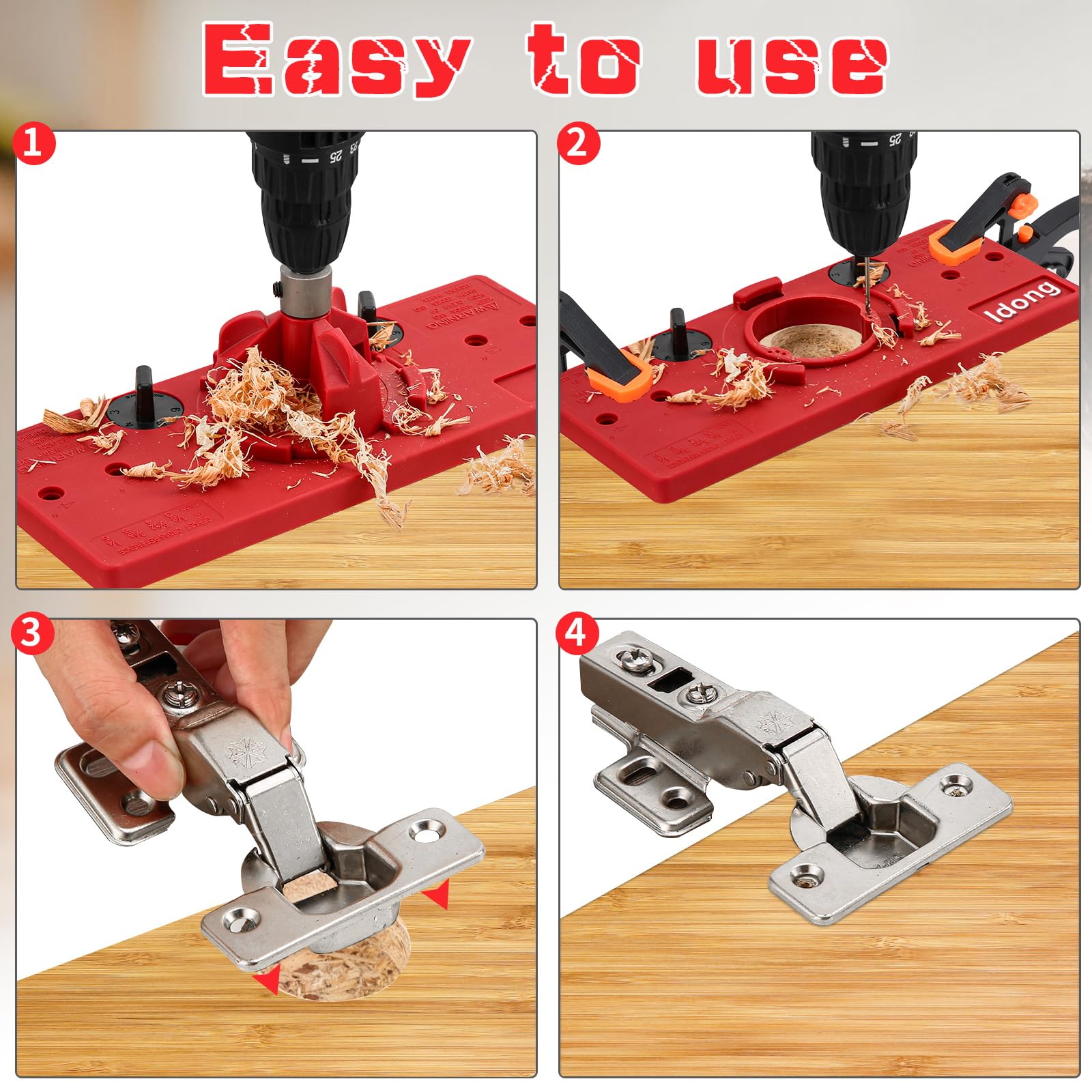 Idong cabinet hinge installation set simplifies DIY projects with accurate results.