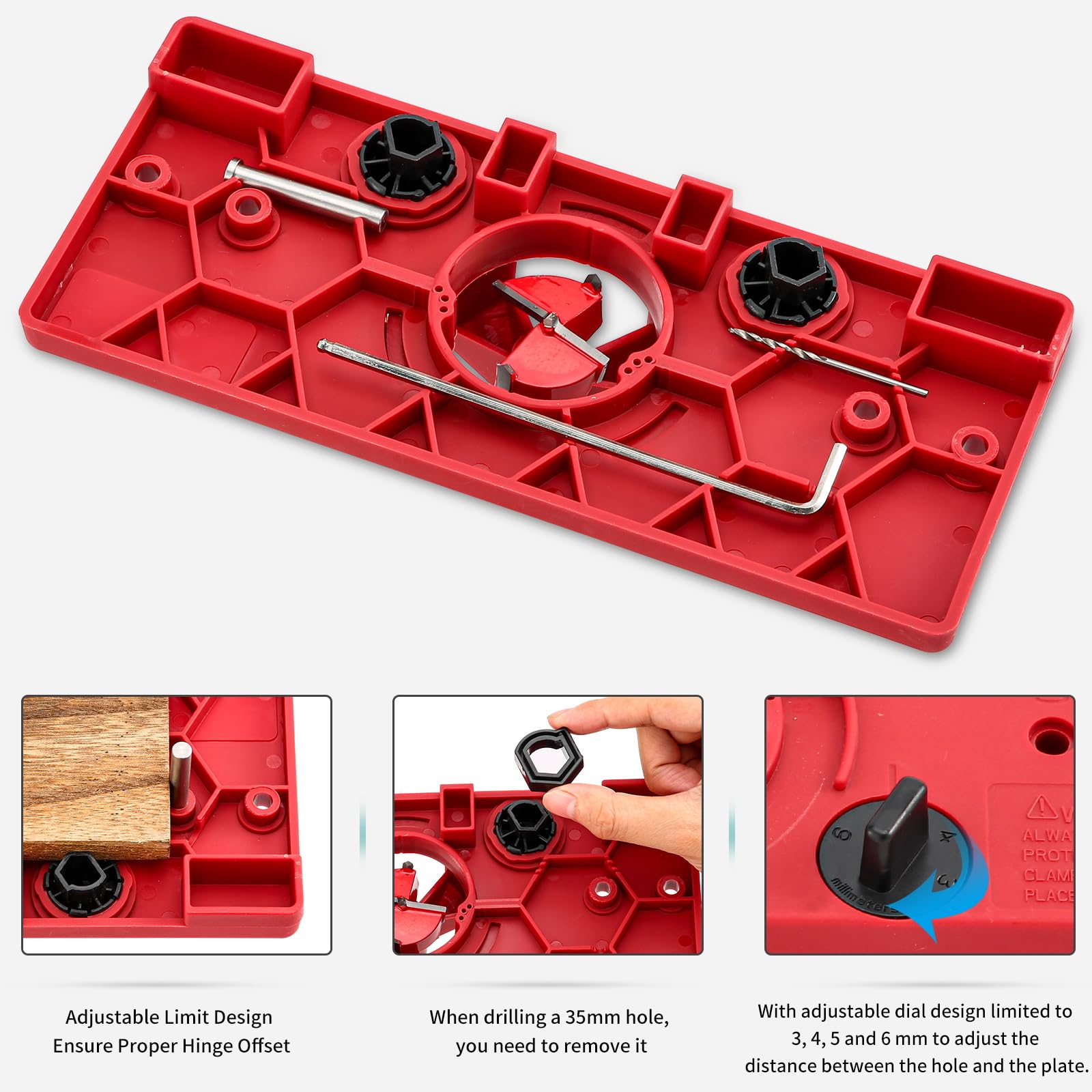 Idong jig attached to face-frame cabinet for reliable hinge alignment.
