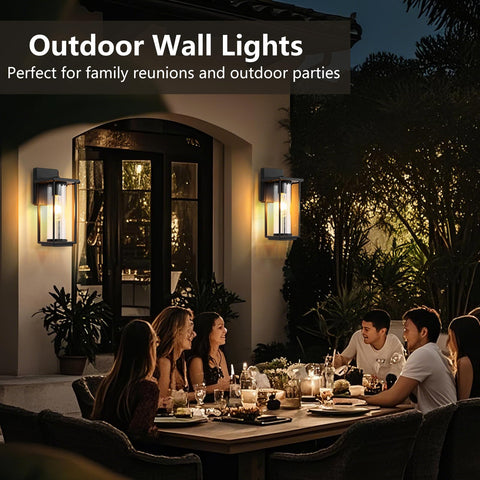 IDPUSEN black finish wall light blends modern style with outdoor durability.