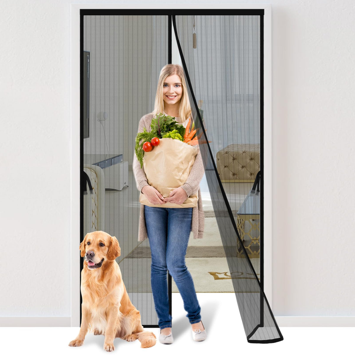 Iduontis magnetic screen door fits 30x80, improving airflow while keeping insects out