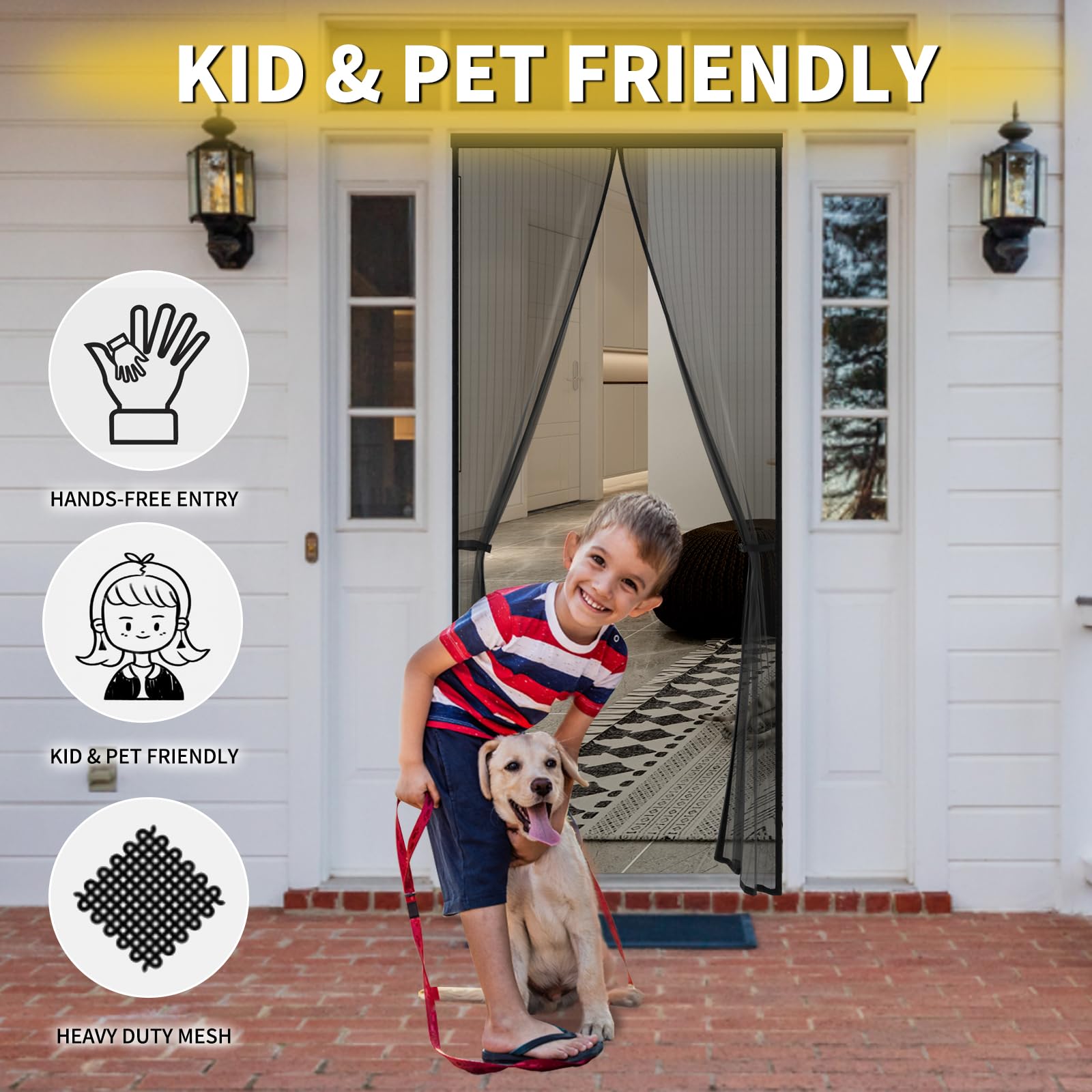 Iduontis magnetic screen door featuring durable mesh for long-term use.
