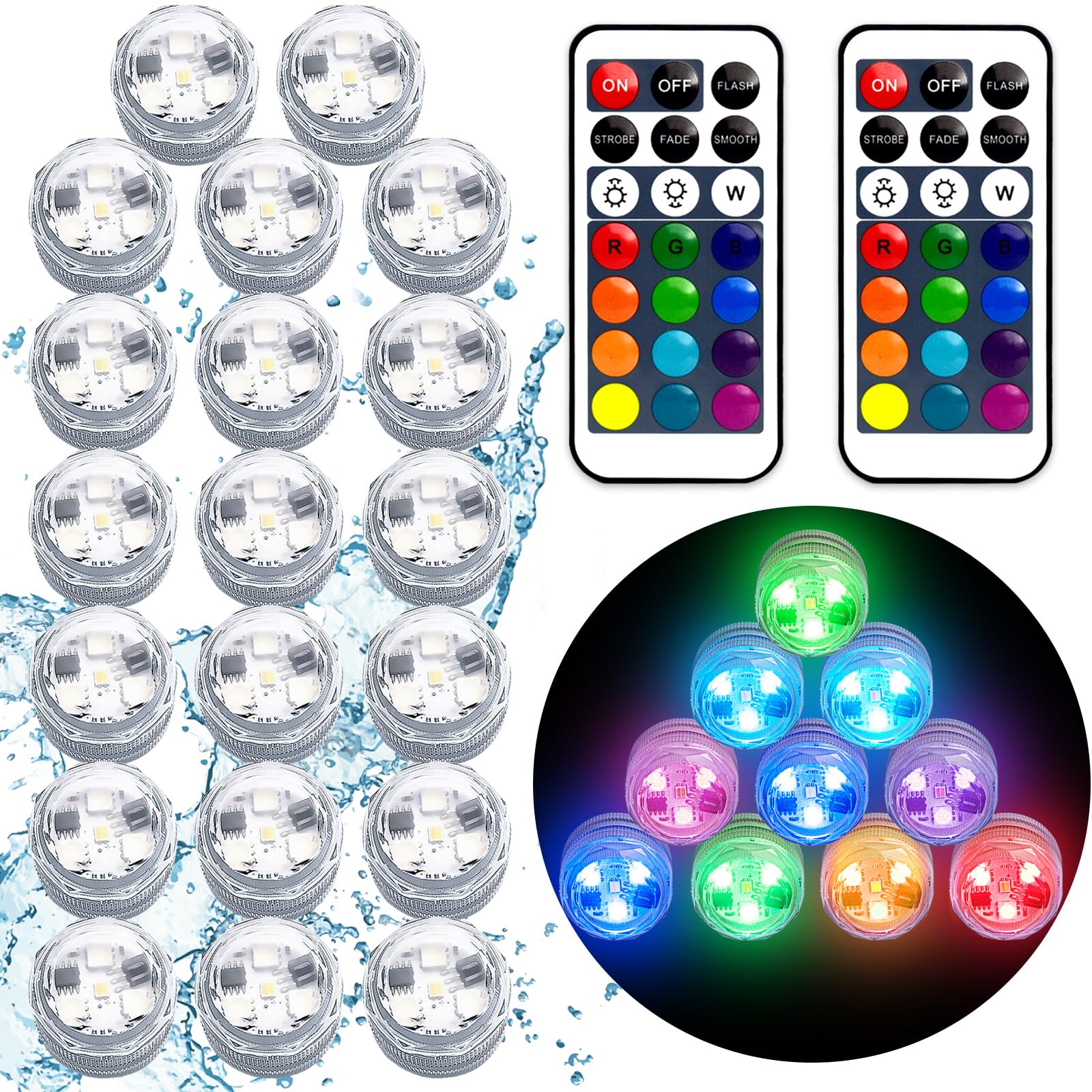 Idyl Light remote-controlled submersible LED light for vases and centerpieces, ambient lighting.