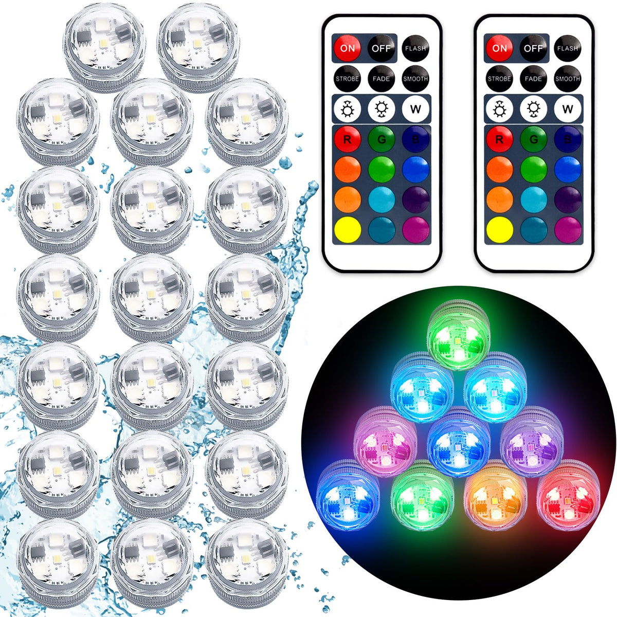 Idyl Light remote-controlled submersible LED light for vases and centerpieces, ambient lighting.