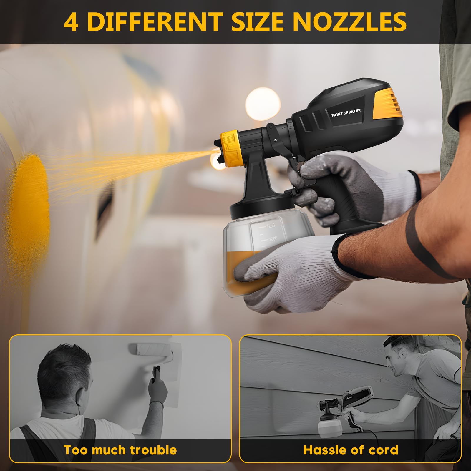 IEBUDA includes four nozzle sizes for detailed and broad surface work.
