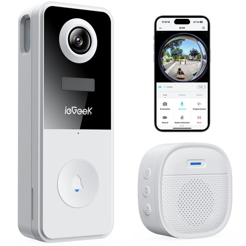 ieGeek Doorbell Camera shows 180° view for full doorway coverage.