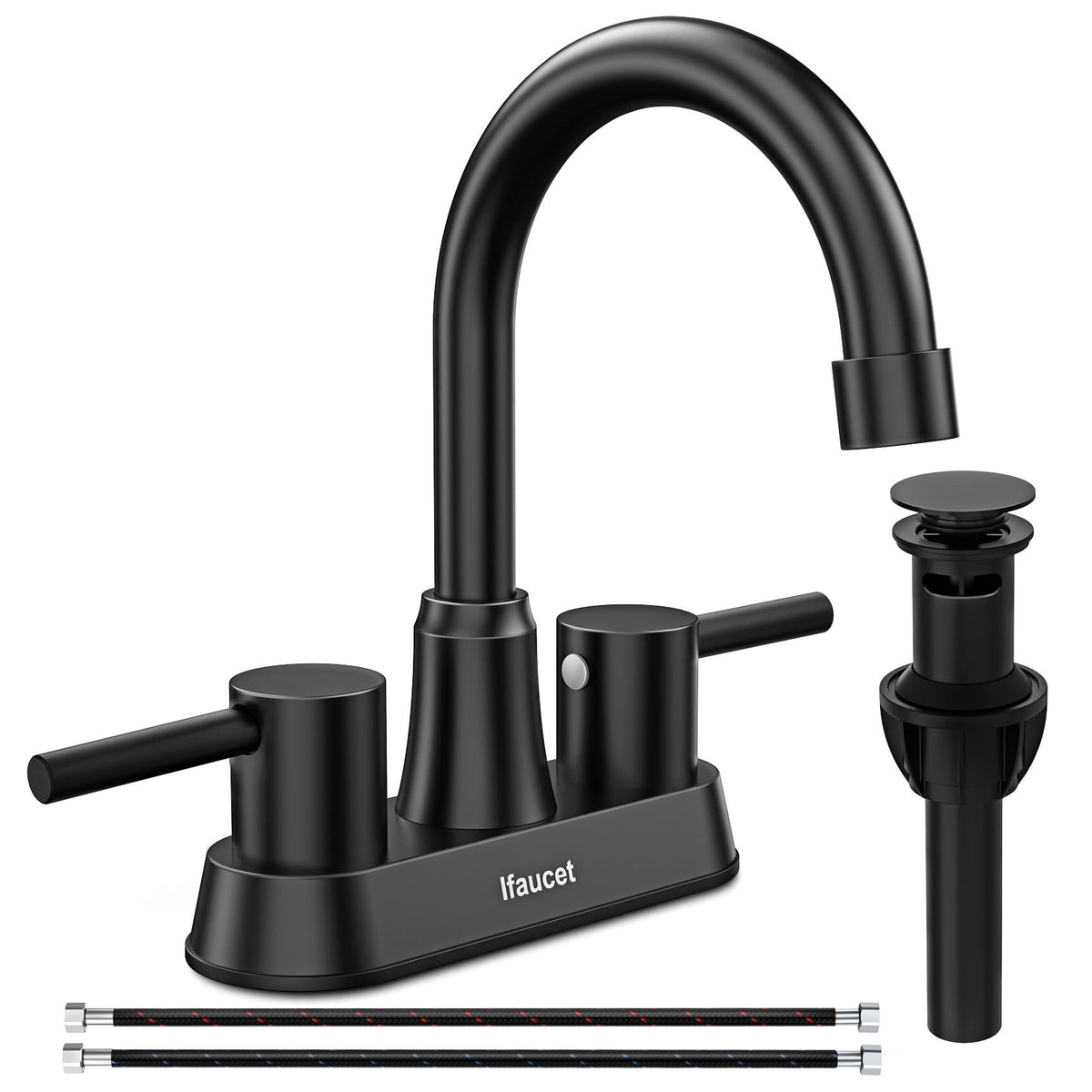 Ifaucet black 3-hole bathroom faucet with matte finish for easy cleaning and modern style.