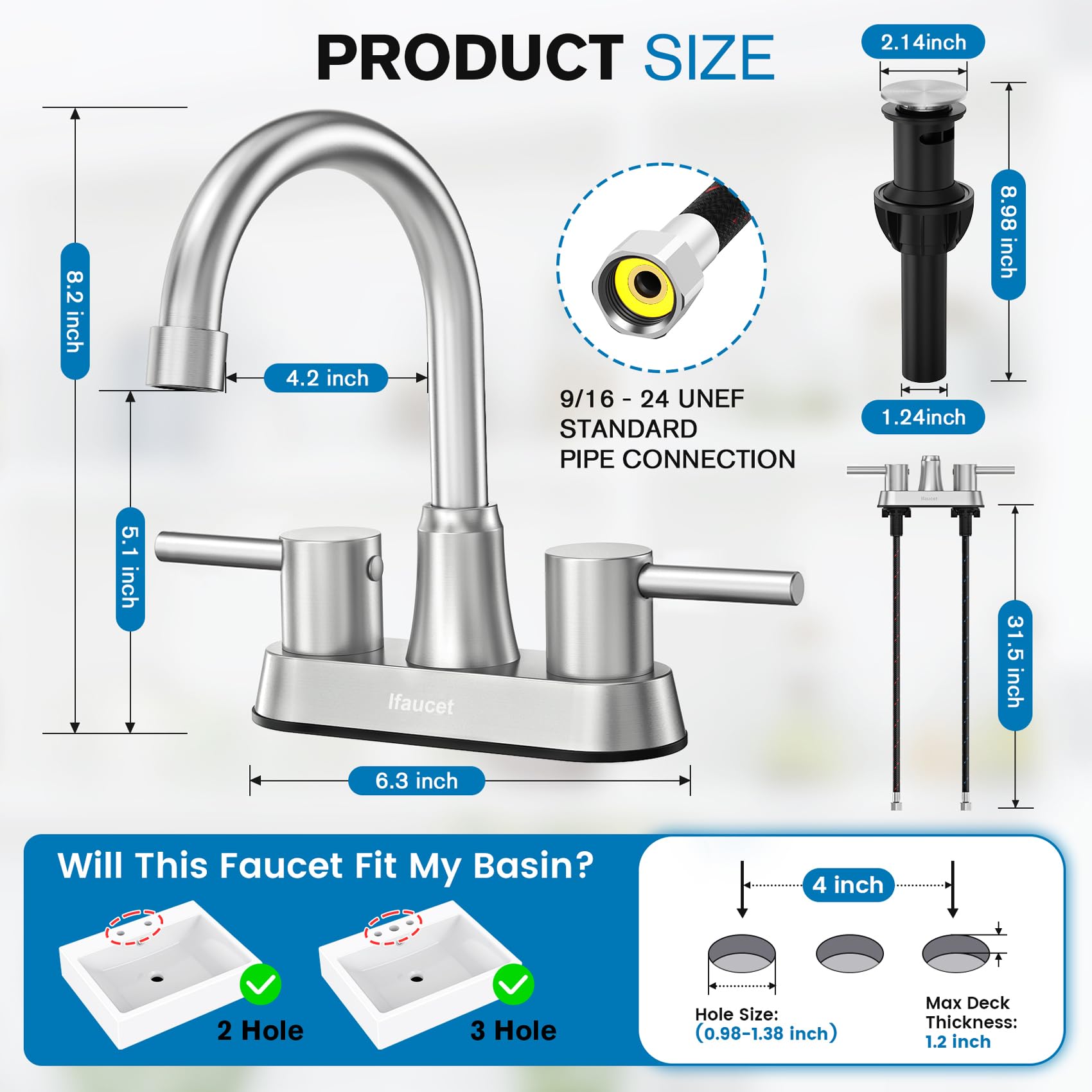 Ifaucet brushed-nickel-pop-up-drain shown for a clean, reliable sink setup.