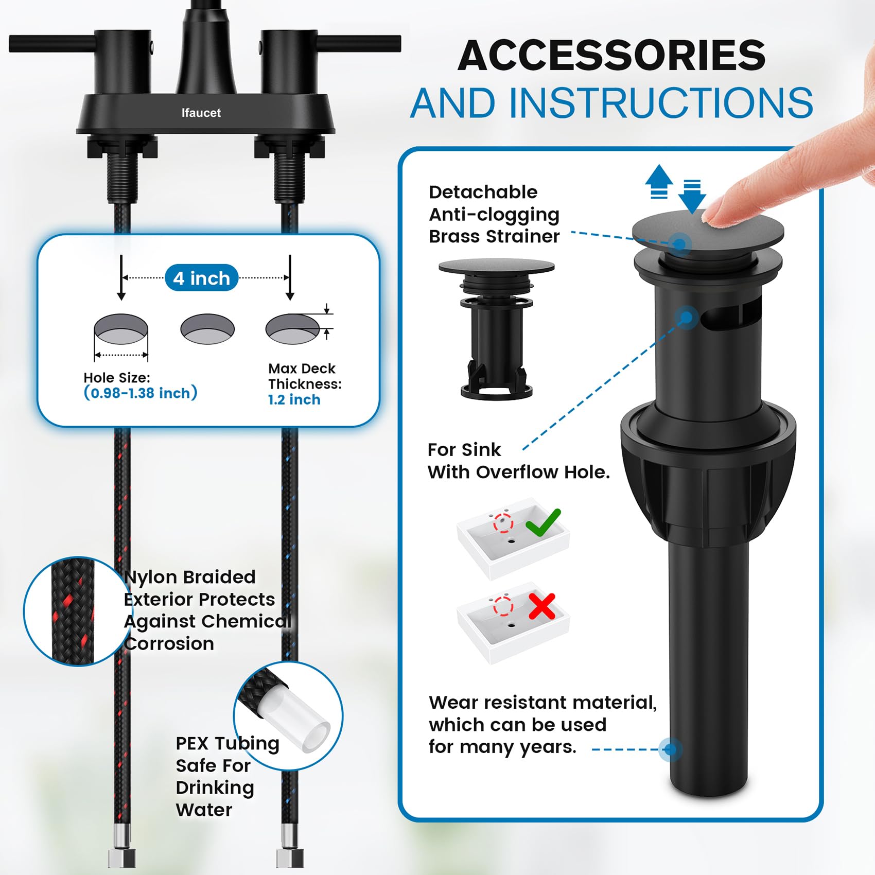 Ifaucet copper pop-up drain for reliable drainage and corrosion resistance.