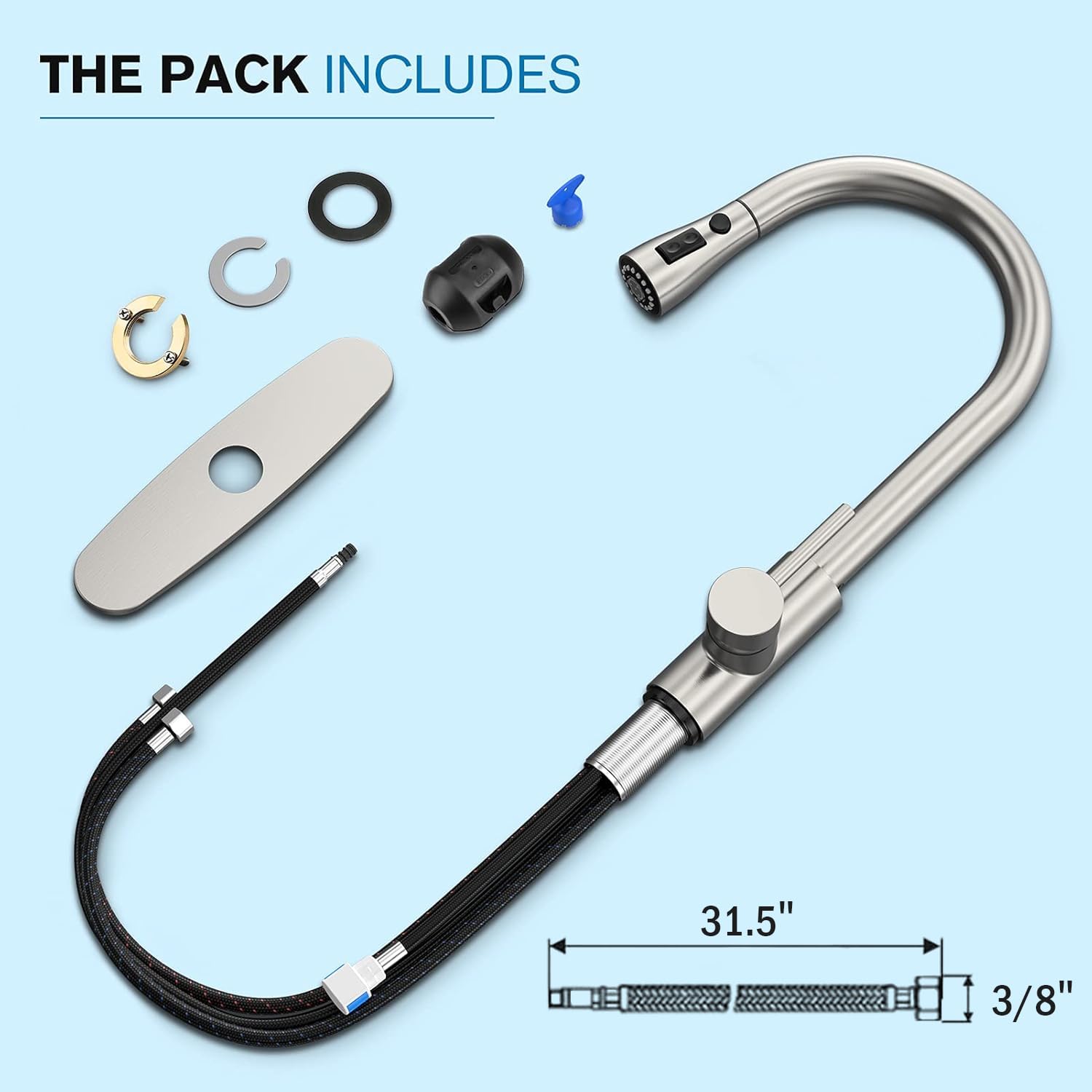 Ifaucet hose-length 31-1-2 inches offers versatile reach