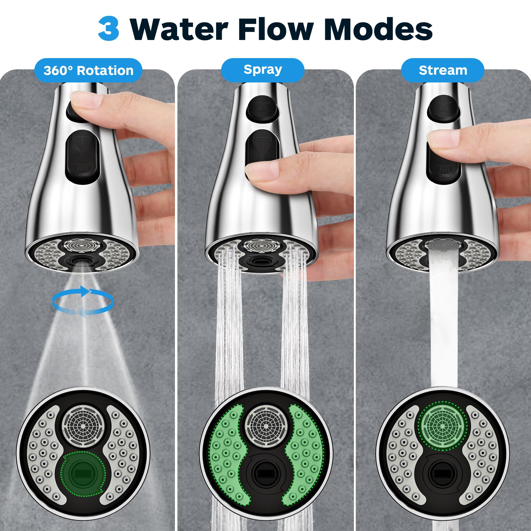 Ifaucet kitchen faucet head installation view demonstrates easy, tool-free swap for quick refresh.