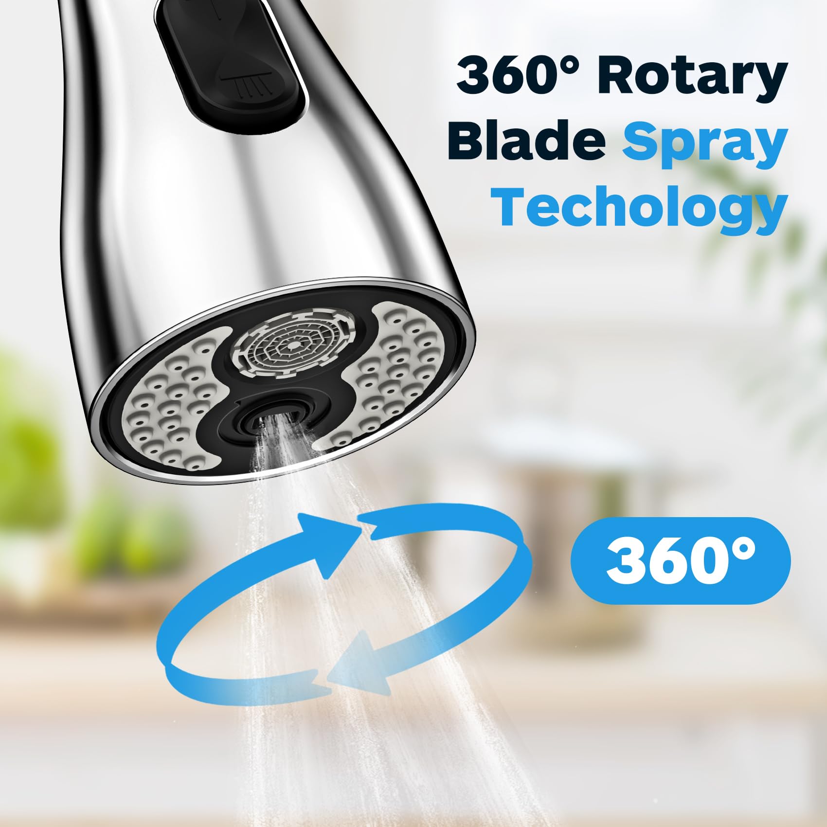 Ifaucet three-modes spray shows convenient stream, spray, and blade options.