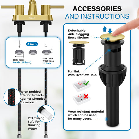 Ifaucet lead-free design with stainless steel hoses for safe installation