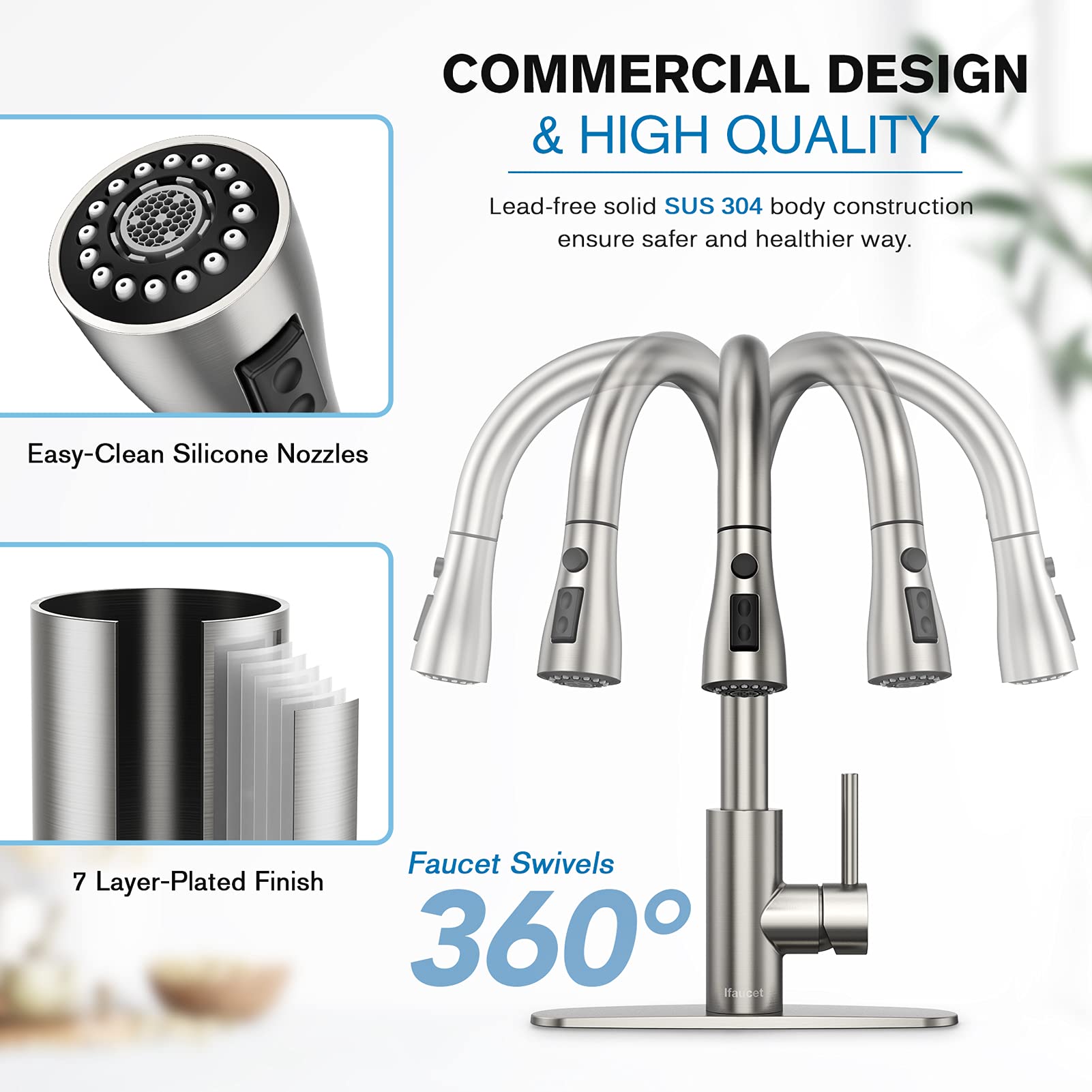 Ifaucet three-function sprayer with stream, spray, and pause modes