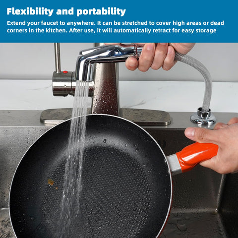 iFealClear sink sprayer hose with quick connector showing easy setup and steady flow