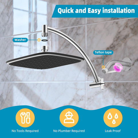 ifealClear stainless steel shower arm with secure joints supports up to 3 pounds