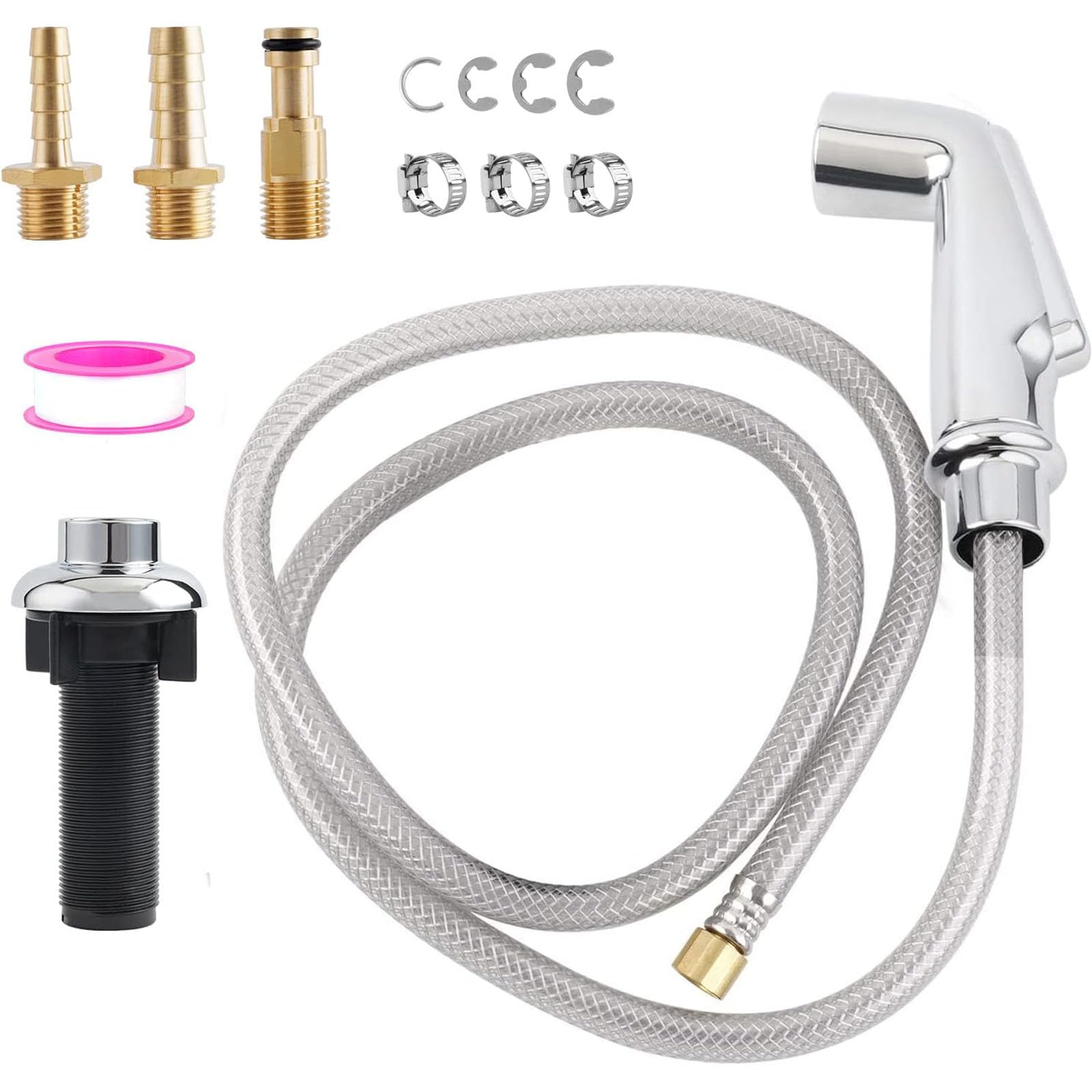 iFealClear universal kitchen side sprayer attached to Moen faucet for versatile cleaning