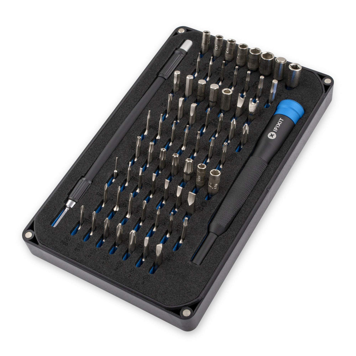 ifixit Mako Driver Kit: close-up of 64-bit bits ideal for electronics repair.