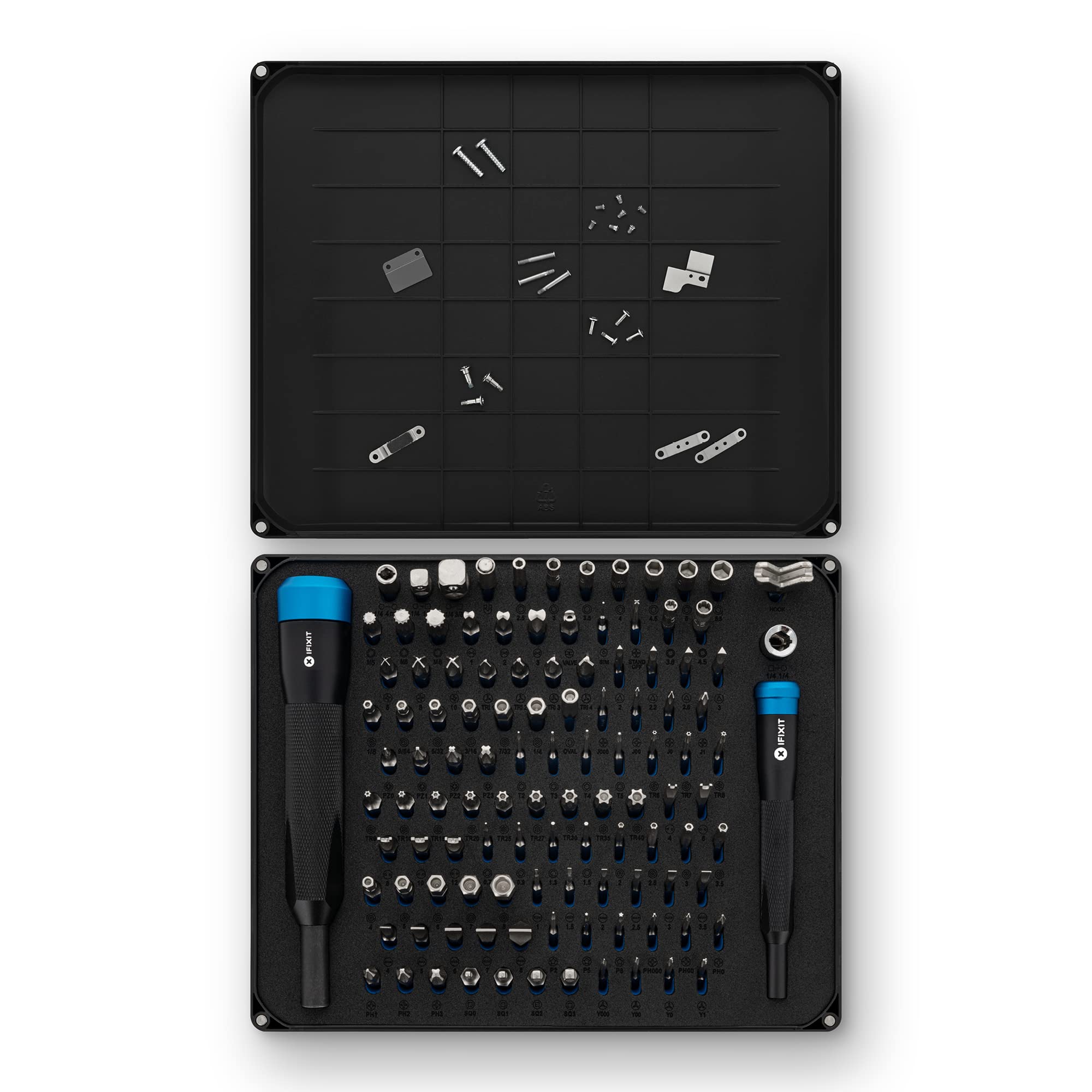 ifixit manta driver kit knurled aluminum handles with swivel tops for precise turning.