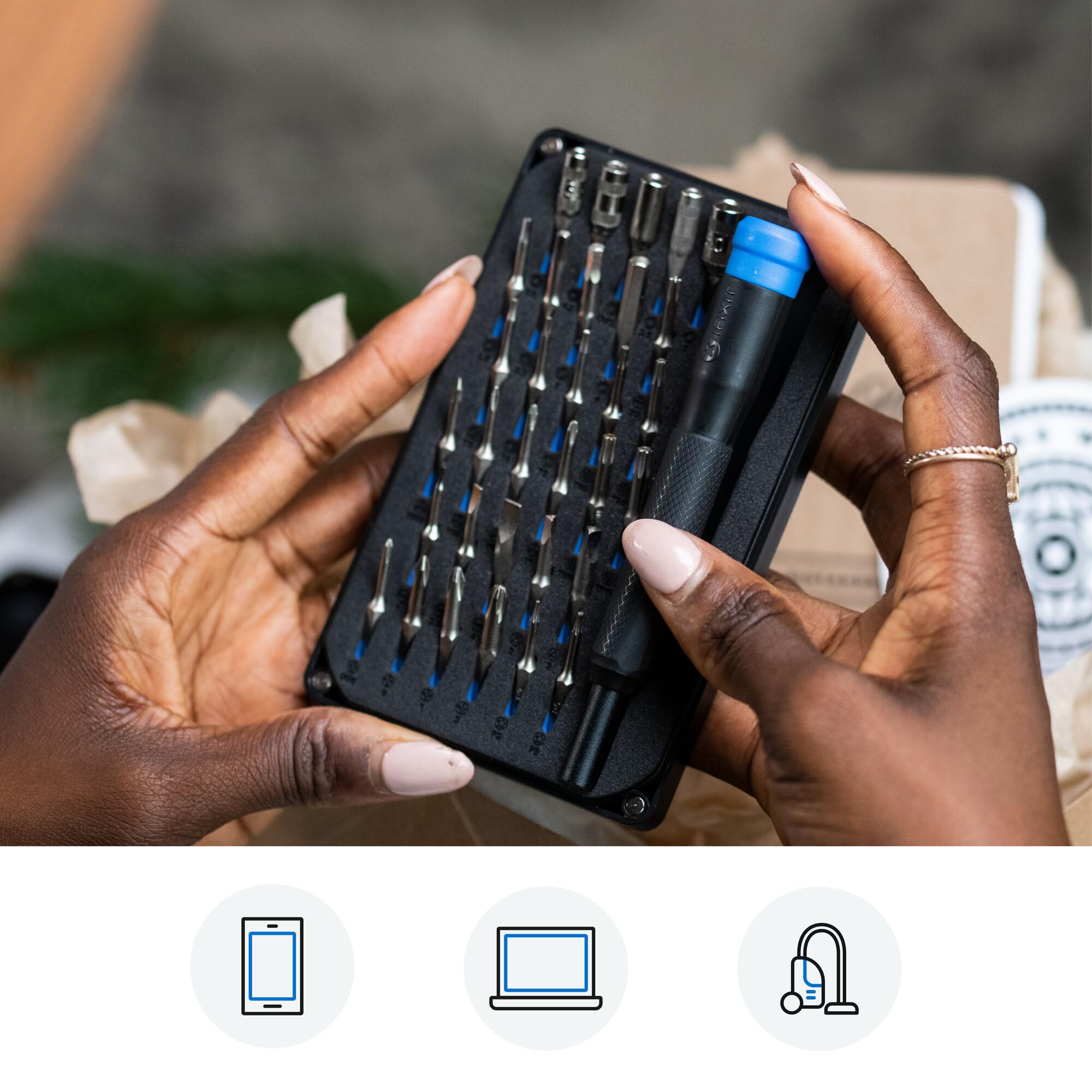 ifixit Moray’s extended-reach necks help access tight internal screws.