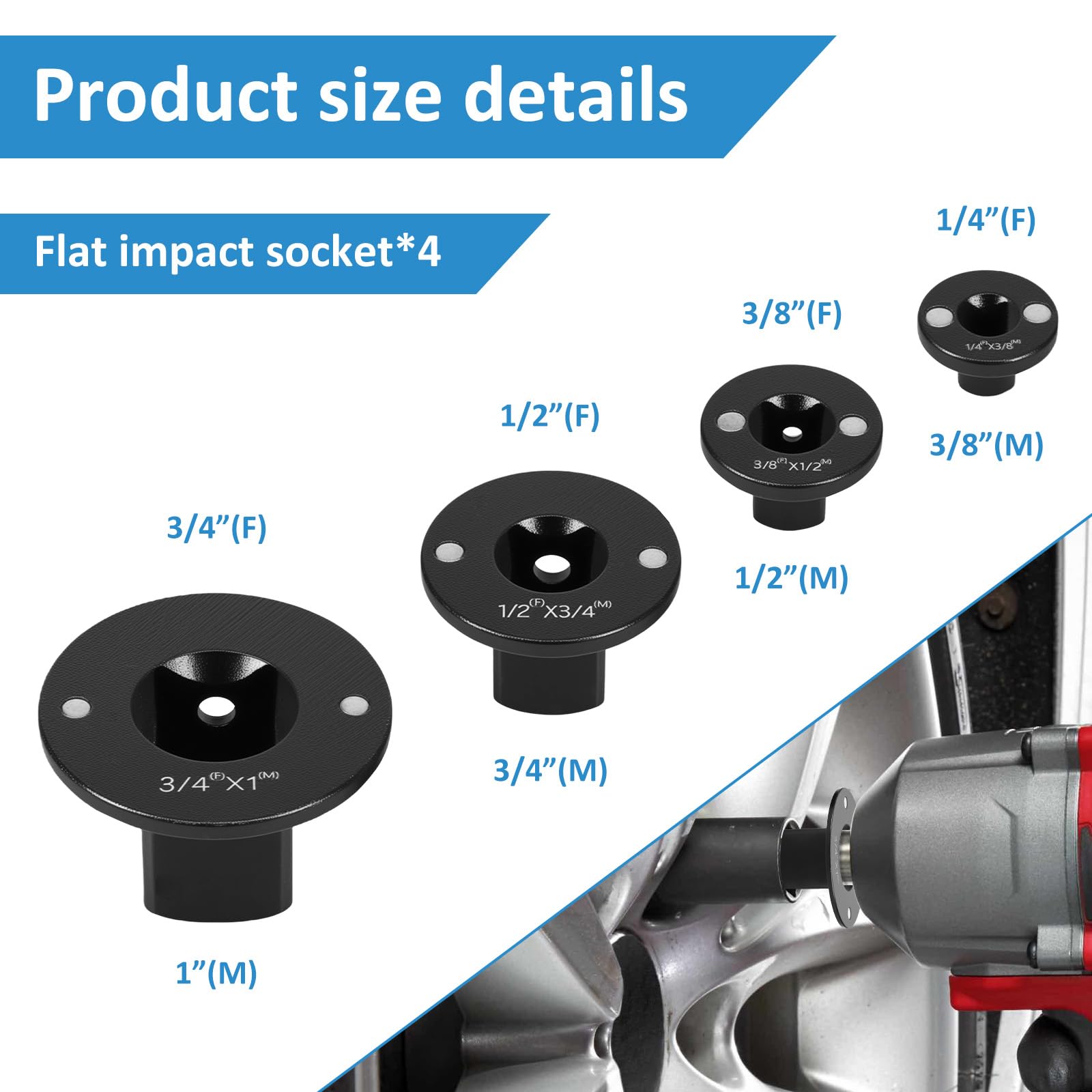 IFOKAMOG adapter from 1/2 to 3/4 inch with magnetic stability