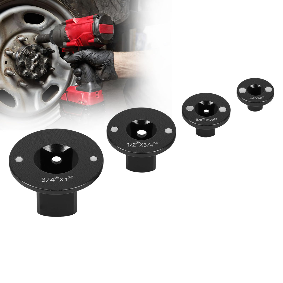 IFOKAMOG low-profile adapter for 3/4 to 1 inch in tight engine bays