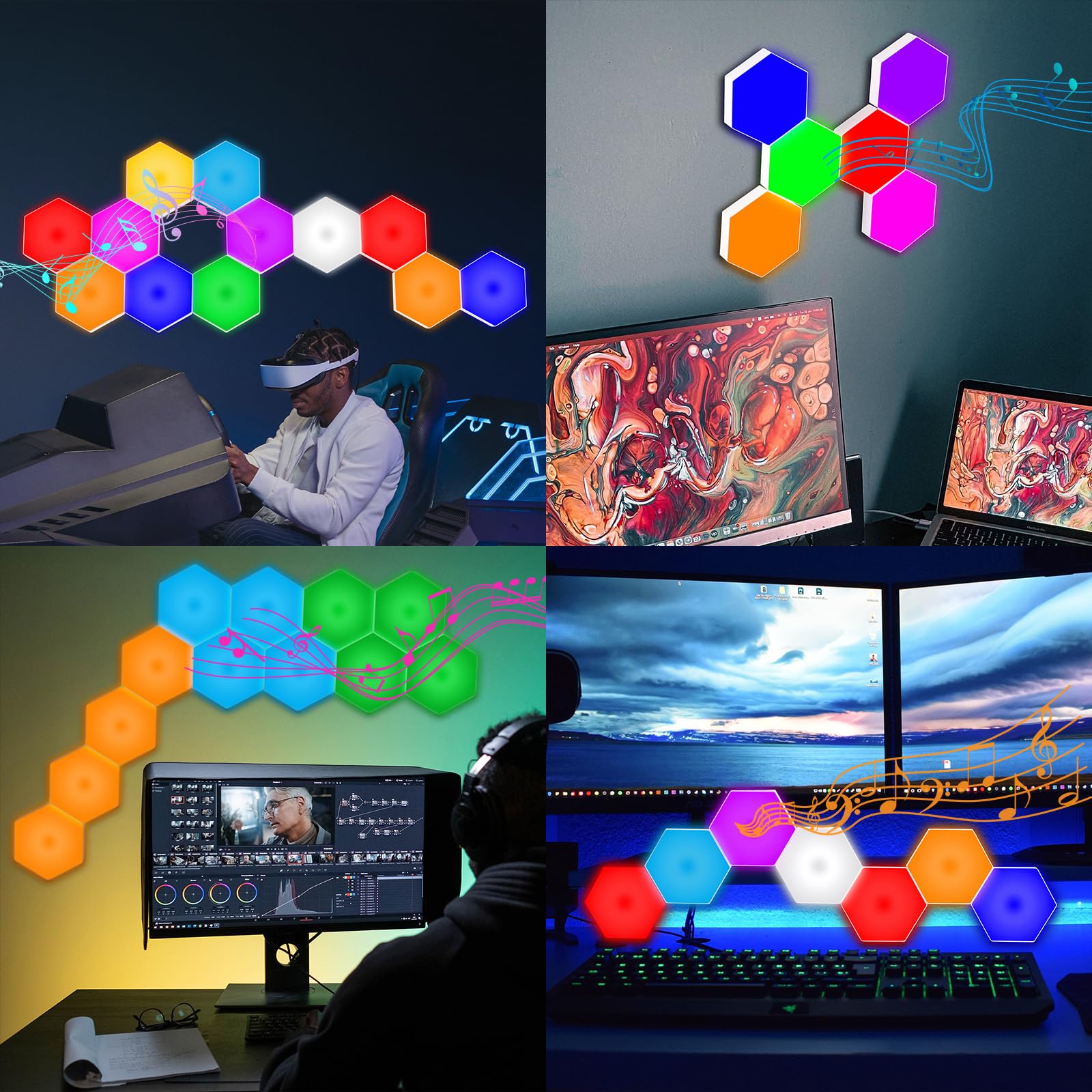 IFTHFOUR hexagon light panels color changing mode for vibrant room atmosphere