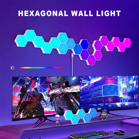 IFTHFOUR hexagon light panels wall mount design showing sleek, modern installation