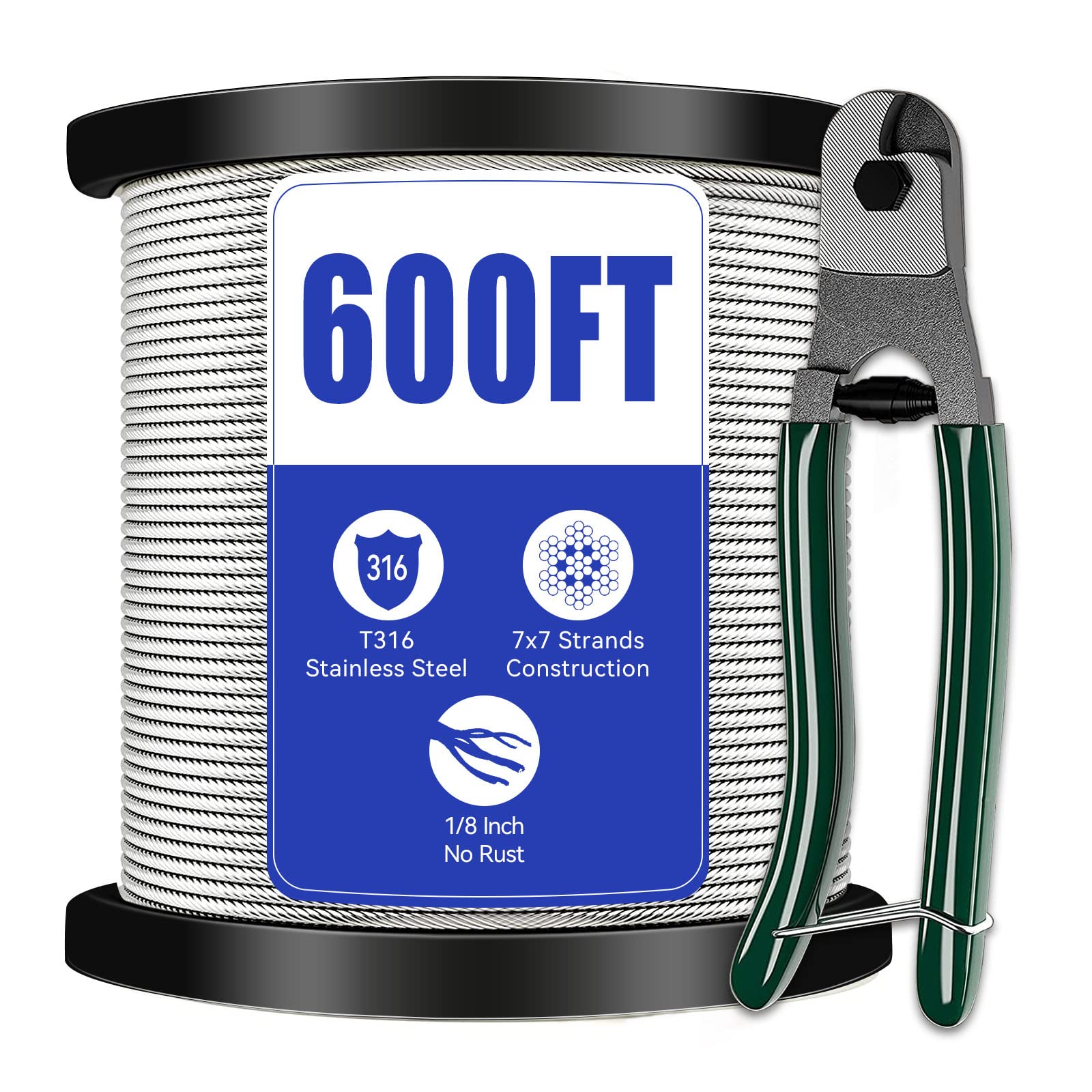 IFYOGD 1/8 in stainless steel cable roll (600 ft) for durable railing projects