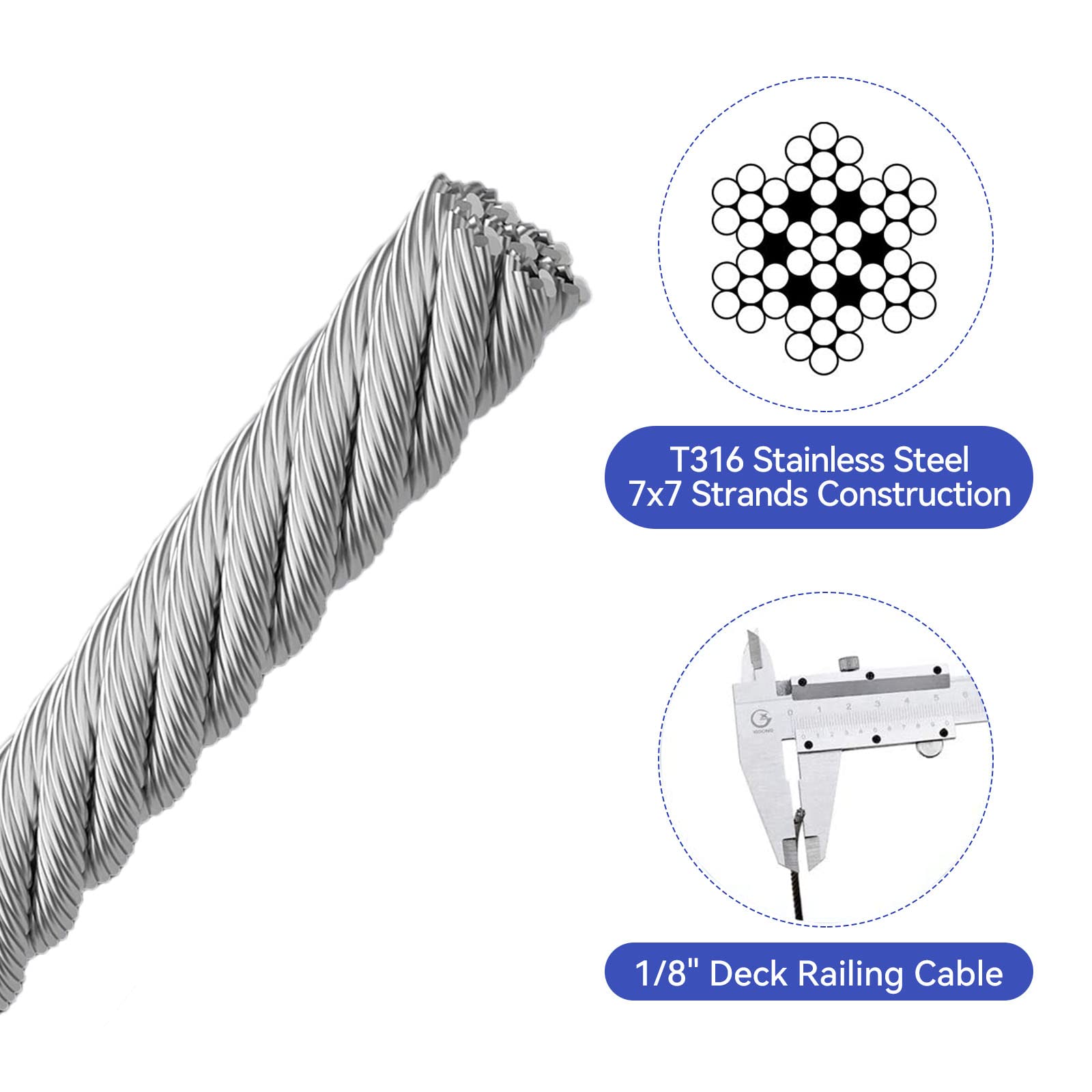 IFYOGD 7x7 stranded stainless steel cable for sturdy railing installations