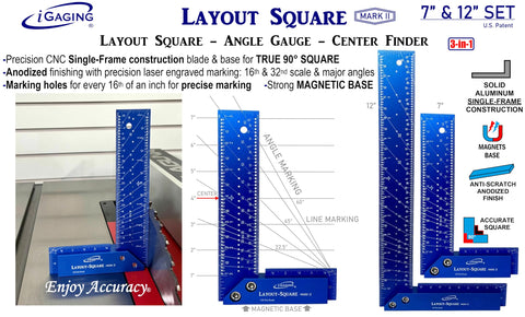 iGaging Layout Square magnetic base with pencil for easy marking
