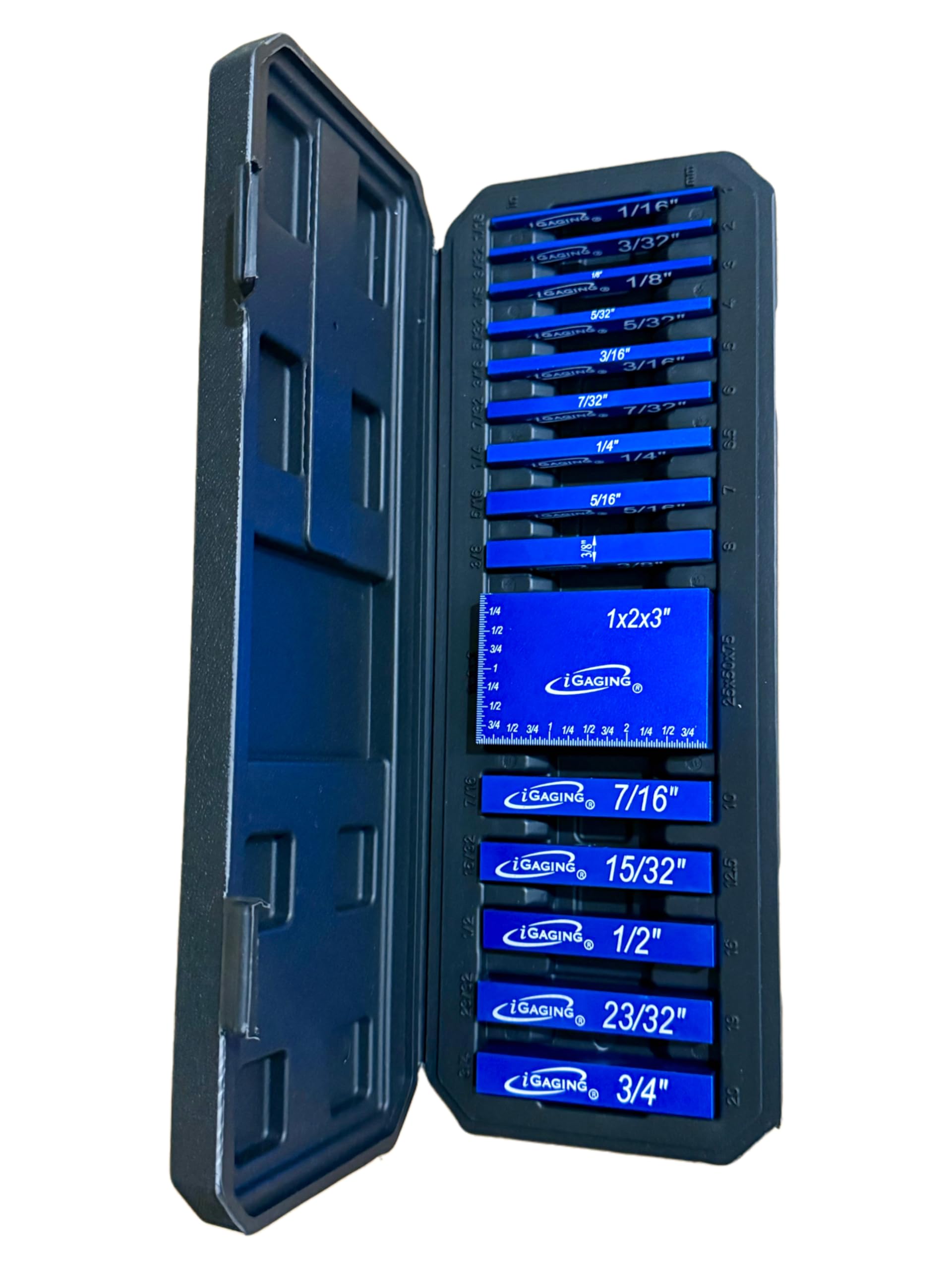 iGaging setup blocks with blue anodized finish highlight durable construction for daily workshop use.