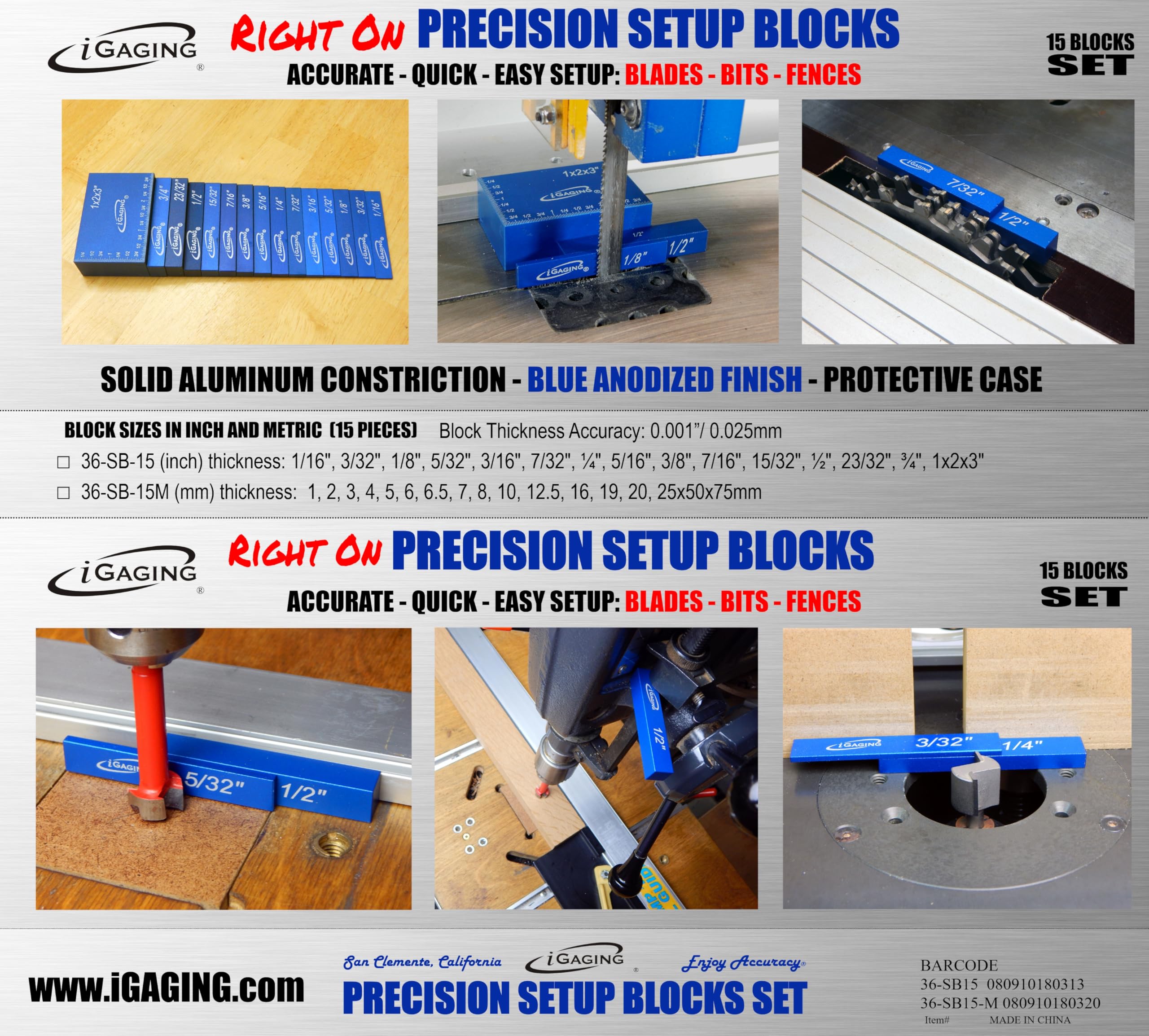 0.001 inch thickness accuracy helps repeatable references in woodworking tasks.
