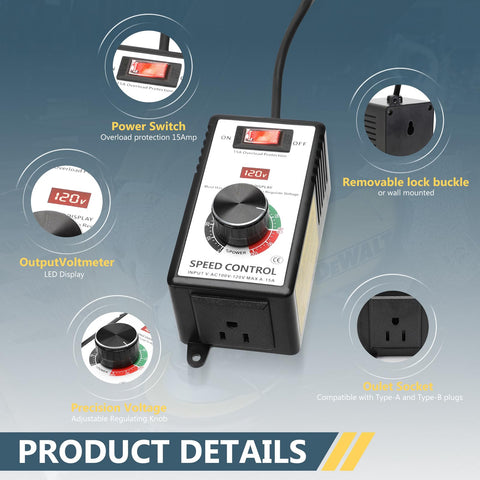 IGEYAPA knob on the AC motor speed controller for smooth speed adjustment.