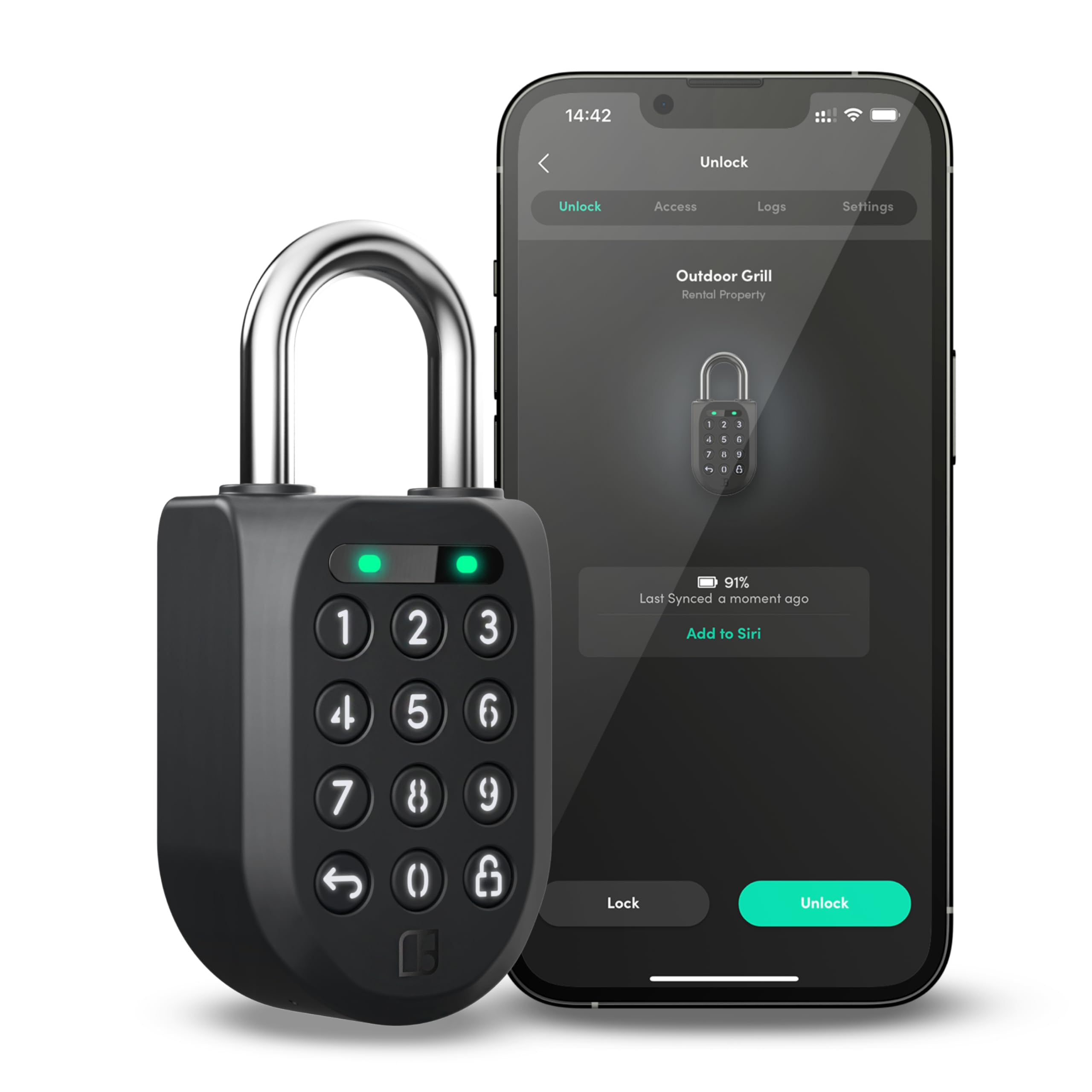 igloohome SP2 exterior padlock for rugged outdoor security.
