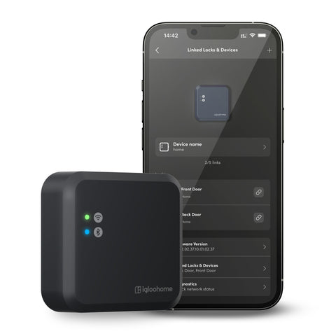 igloohome WiFi Bridge setup scene showing easy plug-and-play installation for remote lock control