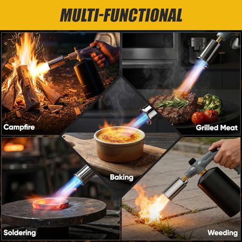 IgnitChef camping torch in outdoor setting for campfire ignition