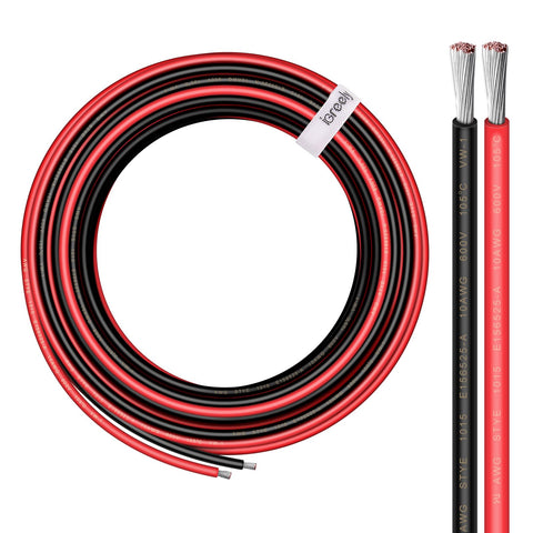 iGreely 10GA red and black wire spools ideal for quick identification in harnesses