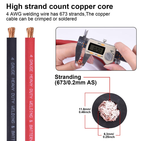iGreely 4 AWG black welding cable for vehicle and solar setups