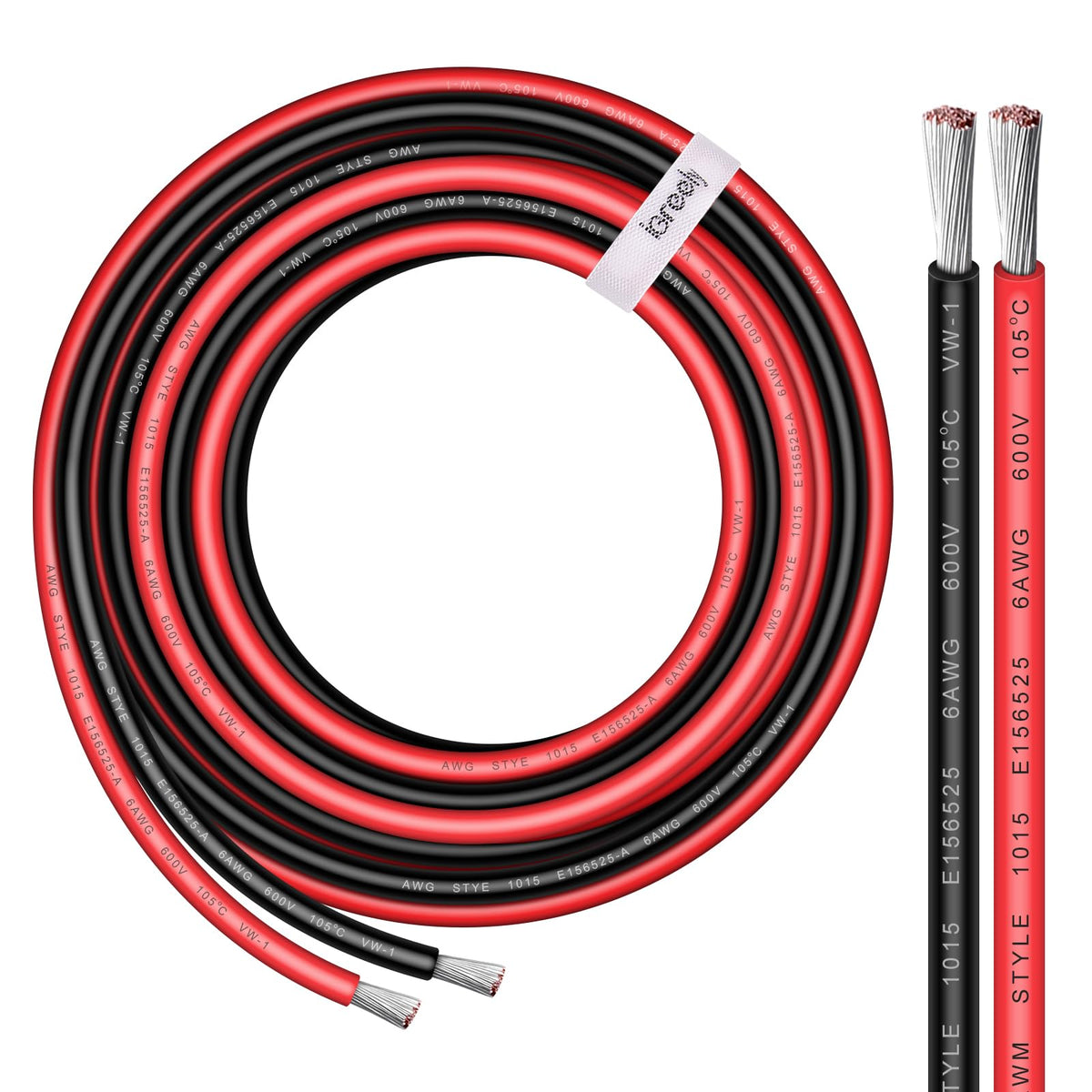 iGreely 6 AWG red wire for car audio power with durable tinned copper.