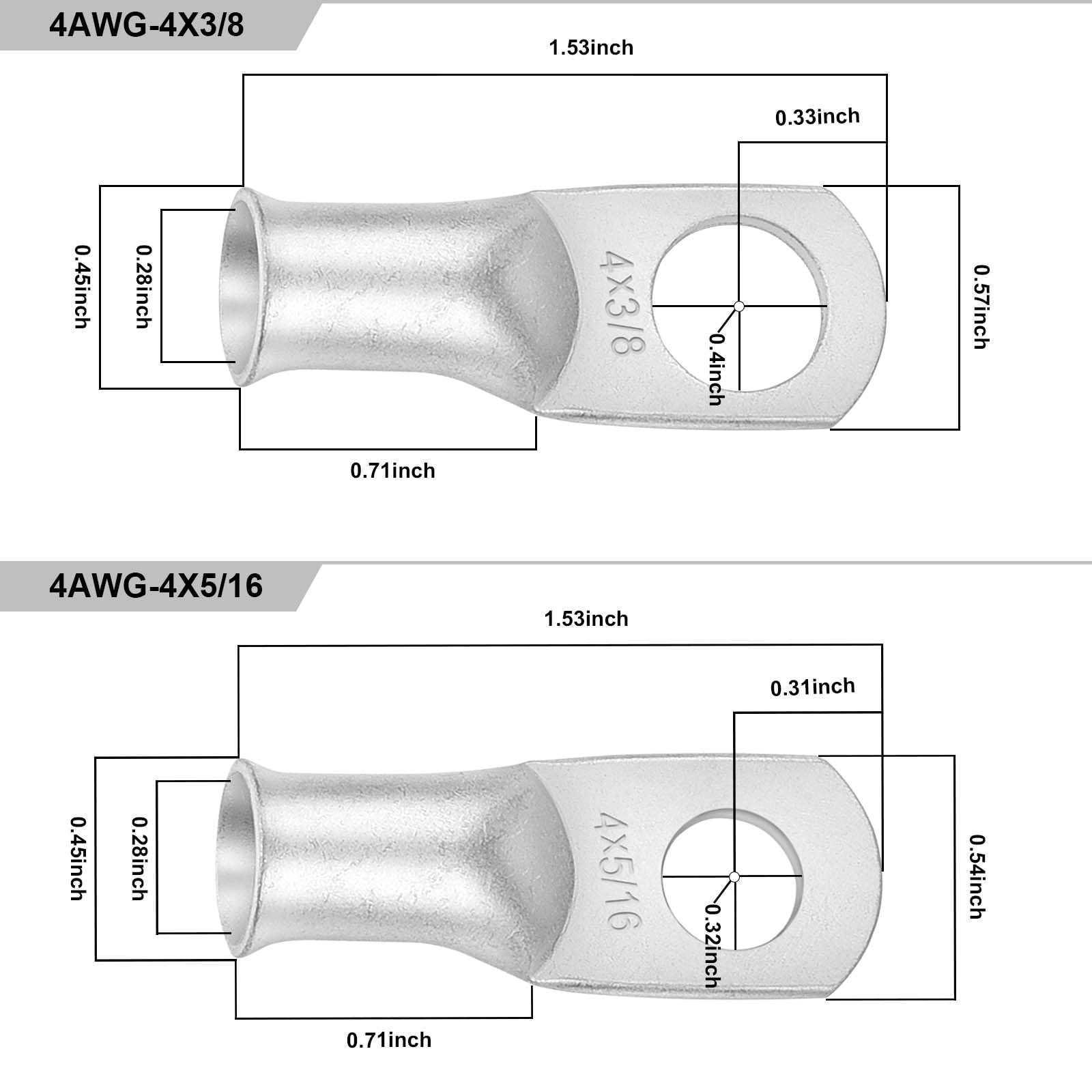iGreely copper lug 3/8 inch with corrosion protection for marine settings