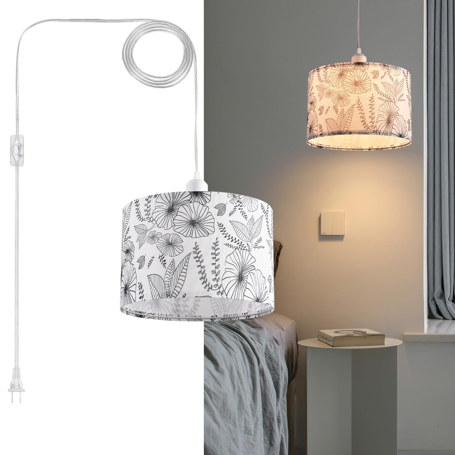 IHENGYANLT 15ft clear cord pendant illuminates dining areas with flexible height