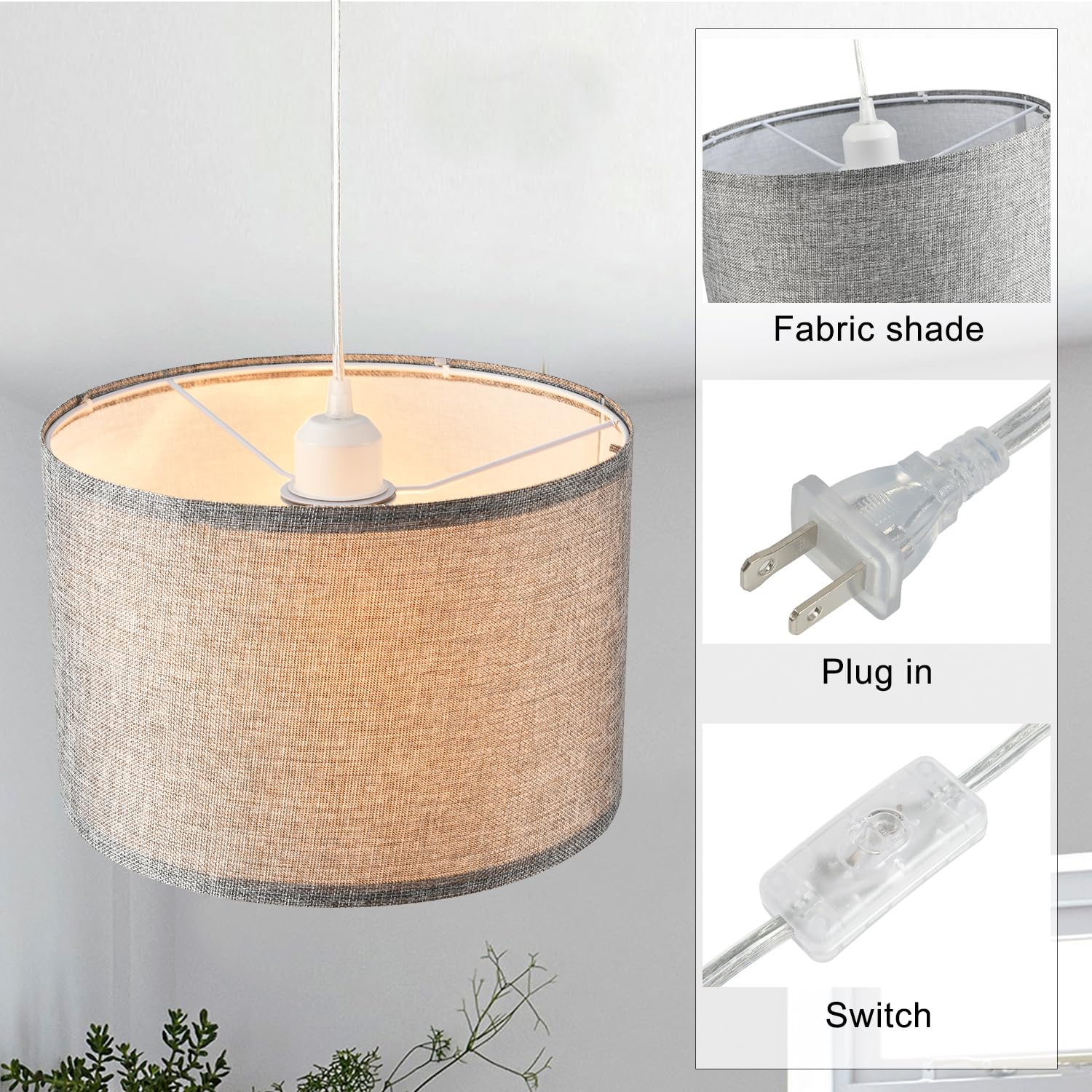 IHENGYANLT 15ft clear cord pendant offers flexible placement for high ceilings.