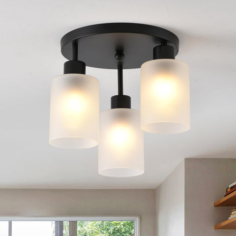 IHENGYANLT 3-Light industrial farmhouse ceiling light in black matte for kitchen and hallway
