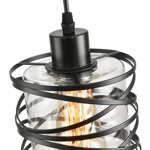 IHENGYANLT black finish spiral cage pendant adds dramatic contrast to kitchens