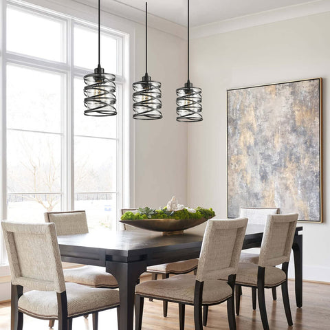 IHENGYANLT dual-shade pendant option lets you mix glass and cage styles