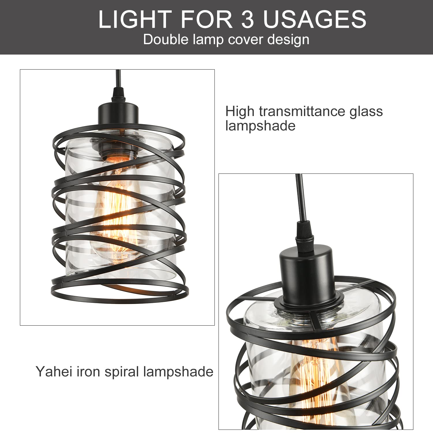 IHENGYANLT easy-install pendant ships with hardware and manual for quick setup